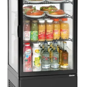 Bartscher Mini-koelvitrine 78L | Zwart | 3 roosters | LED-verlichting | 435x385x960mm Uitverkoop