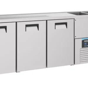 Gereduceerde Prijs CombiSteel Bierkoeler | RVS | 3 Deuren Links + 2 Spoelbakken Rechts | 2500x700x1050mm