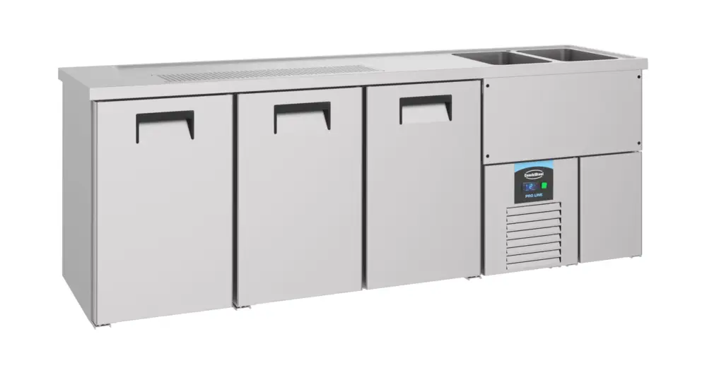 Gereduceerde Prijs CombiSteel Bierkoeler | RVS | 3 Deuren Links + 2 Spoelbakken Rechts | 2500x700x1050mm