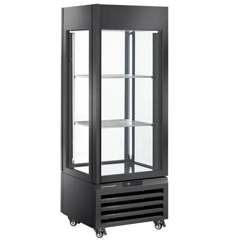 Diamond Wijnkoelvitrine | EXALTA | Energiezuinig | 440L (90x 75cl) | Zwart | 1 Zone | 0°C/+10°C | Geforceerd | Wielen | 700x650x1900mm Beperkte Voorraad
