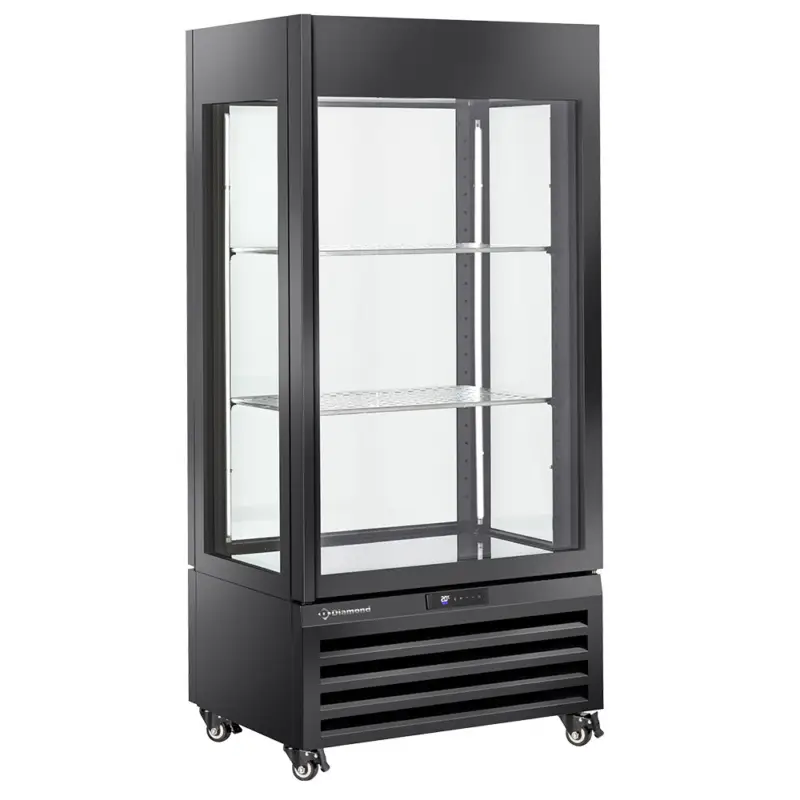 Diamond Wijnkoelvitrine | EXALTA | Energiezuinig | 600L (120x 75cl) | Zwart | 1 Zone | 0°C/+10°C | Geforceerd | Wielen | 900x650x1900mm Bestseller