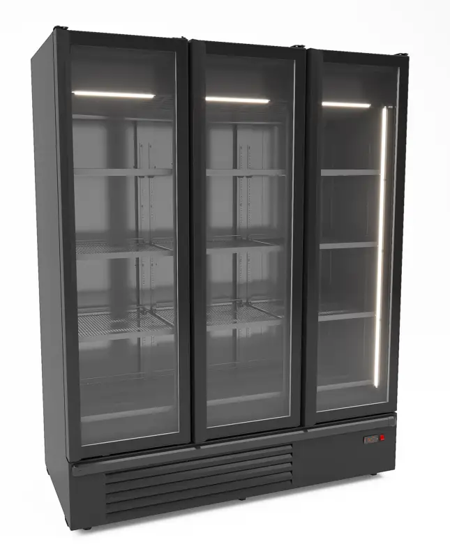 Combisteel Koelkast | 1555L | Zwart | +1°C/+7°C | Geforceerd | 3 Klapdeuren | Wielen | 1620x790x2140mm Nieuw