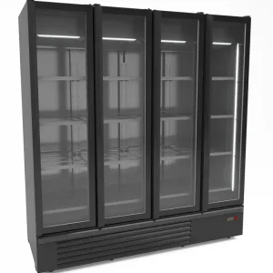 Combisteel Koelkast | 1850L | Zwart | +1°C/+7°C | Geforceerd | 4 Klapdeuren | Wielen | 1910x790x2140mm Tijdelijk Beschikbaar