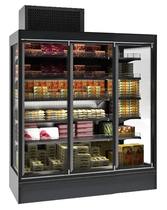 Op = Op Combisteel Wandkoeling | MAX | Zwart | -1°C/+7°C | Geforceerd | 6 Schappen | 3.5kW | Klapdeuren | 2500x975x2210mm