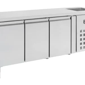 Combisteel Koelwerkbank | STANDARD LINE | 400L | 3 Deuren 1/1 GN | -2°C/+8°C | Geforceerd | Spoelbak | 2020x700x960mm Direct Verzonden