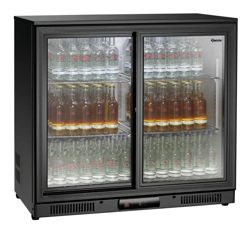Beperkte Voorraad Bartscher Barkoelkast | 176L | Zwart | 2 schuifdeuren | LED-verlichting | 900x500x860mm