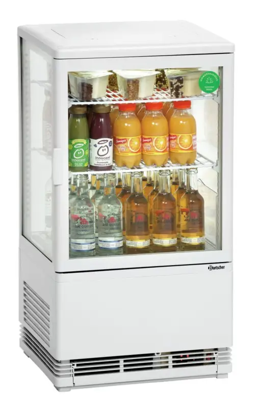 Bartscher Mini-koelvitrine 58L | Wit | 2 roosters | LED-verlichting | 435x385x805mm Favoriet