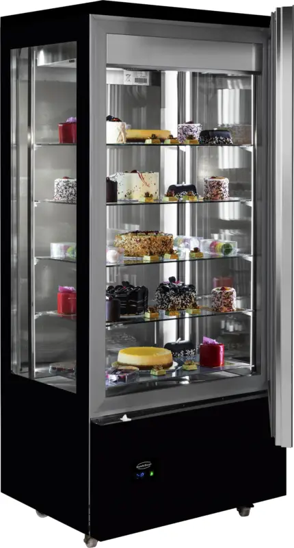 Betaalbaar Combisteel Gebaksvitrine | 400L | Zwart | +14°c/+16°c | 6 Schappen