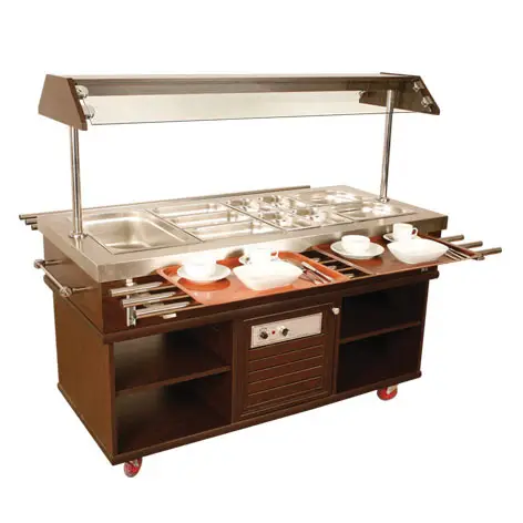 Koop Online Combisteel Gekoeld Buffet | Hout/RVS | 4x 1/1 GN | +4°c/+8°c | Statisch | 1500x700x1400mm