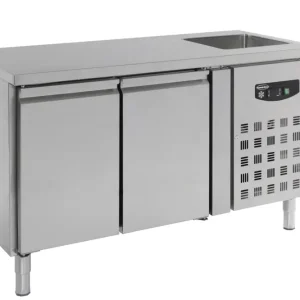 Combisteel Koelwerkbank | 258L | 2 Deuren (1/1 GN) | -2°C/+8°C | Geforceerd | Spoelbak | 1510x700x960mm Koop Online