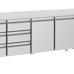 Combisteel Koelwerkbank | ENERGY LINE | Energiezuinig | 632L | 2 Deuren + 6 Laden 1/1 GN | -2°C/+8°C | Geforceerd | 2330x700x850mm Seizoensaanbieding