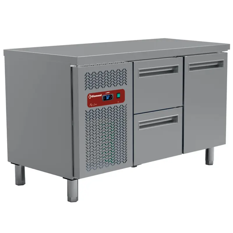 Direct Verzonden Diamond Koelwerkbank | 260L | 1 Deur + 2 Laden 1/1 GN | 0°C/+8°C | Geventileerd | 1350x700x880/900mm