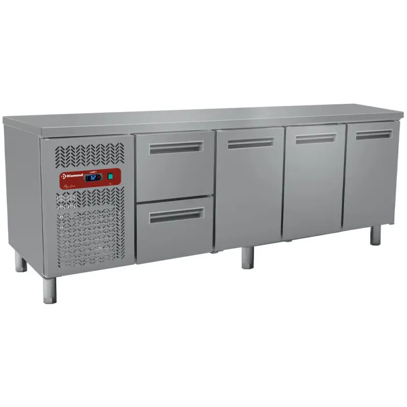 Speciale Aanbieding Diamond Koelwerkbank | 550L | 3 Deuren + 2 Laden 1/1 GN | 0°C/+8°C | Geventileerd | 2250x700x880/900mm
