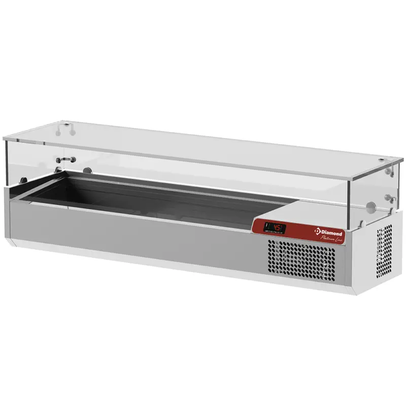 Diamond Opzetkoelvitrine | PLATINUM LINE | 1x 1/2 GN + 4x 1/3 GN | 0°C/+15°C | 1400x380x410mm Koop Online