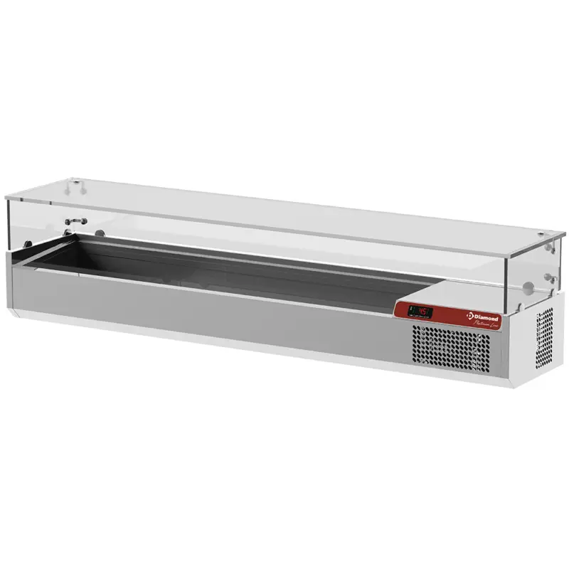 Beperkt Aanbod Diamond Opzetkoelvitrine | PLATINUM LINE | 3x 1/2 GN + 3x 1/3 GN | 0°C/+15°C | 1800x380x410mm