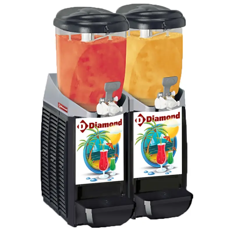 Nieuw Diamond Slush Machine | 2x 5.5L | Zelfreinigende Doseerkraan | 0.5kW | 230V | 400x400x680mm Showroom Actie!