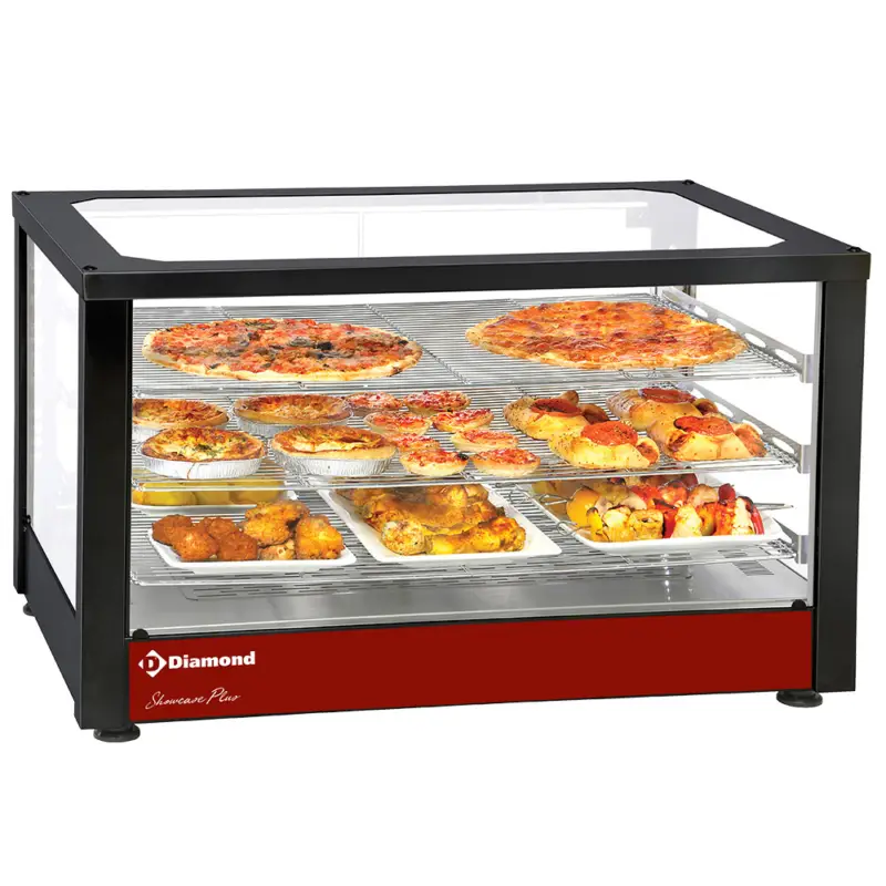 Koop Online Diamond Verwarmd Uitstalraam | Geventileerd | Panoramisch | Zwart | 3 Niveaus | 780x490x480mm