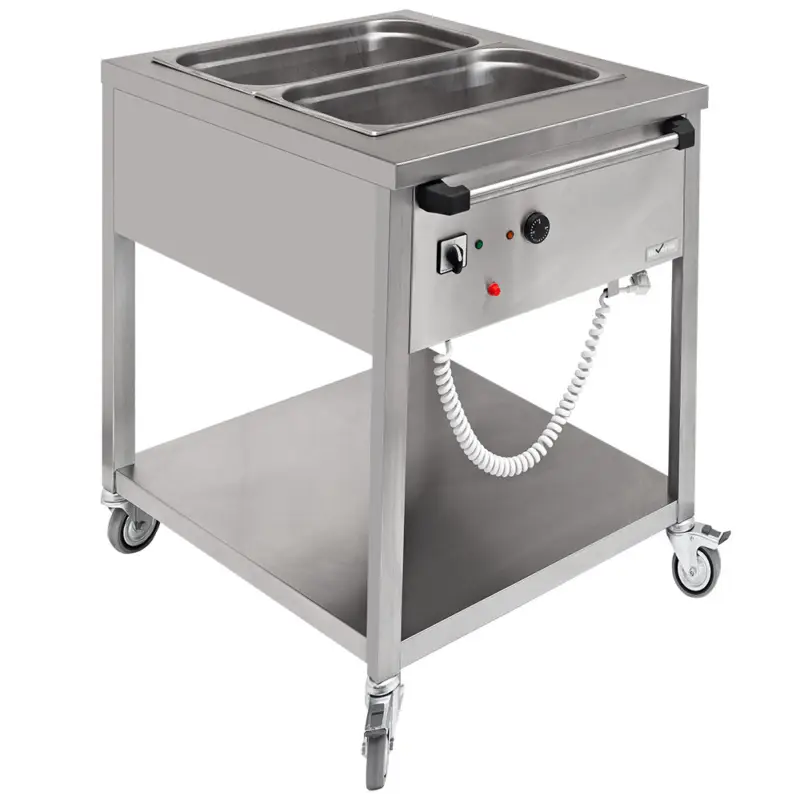 Superprijs Bain Marie Wagen | 2x 1/1 GN | 0°c/90°c | 230v | Aftapkraan | 910x660x870mm