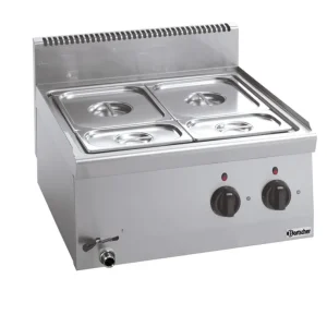 Bartscher Bain Marie | Elektrisch | 2,8 kW | 1x 1/1 GN + 2x 1/4 GN | Met Aftapkraan | 600x600x290mm Laatste Versie