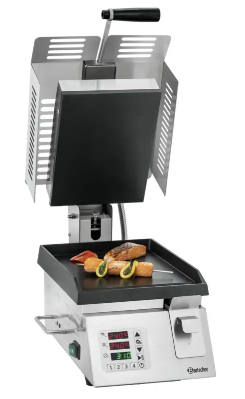Speciale Aanbieding Bartscher Contactgrill DT 2000 1G | Glad Grilloppervlak | 230V | 50–300°C | 320x550x310mm