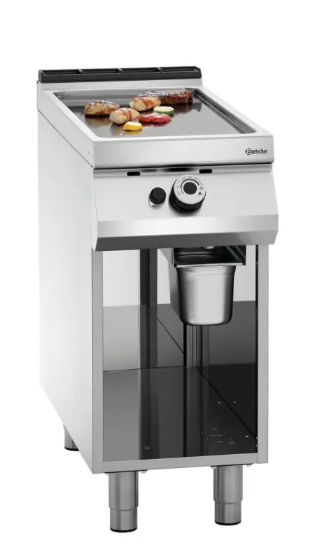 Bartscher Bakplaat | Gas | Serie 900 | Glad | 9kW | RVS | Open Onderbouw | 400x900x900mm Lage Kosten