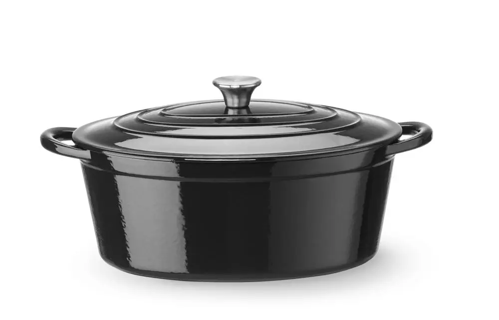 Braadpan geëmailleerd gietijzer, HENDI, 6,88L, Zwart, 405x255x(H)134mm Weekendaanbieding