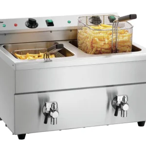 Bartscher Inductiefriteuse | 8+8L | 60°C–190°C | 2x 230V | Aftapkranen | 580x575x415mm Lage Prijs