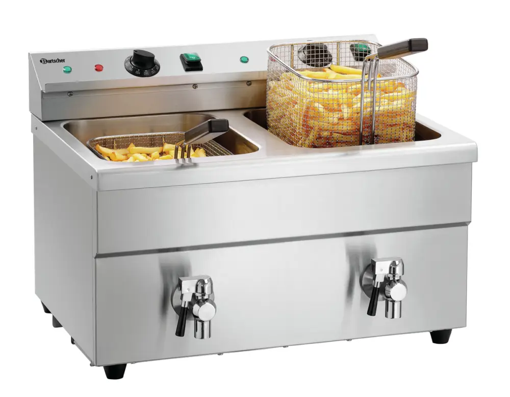 Bartscher Inductiefriteuse | 8+8L | 60°C–190°C | 2x 230V | Aftapkranen | 580x575x415mm Lage Prijs