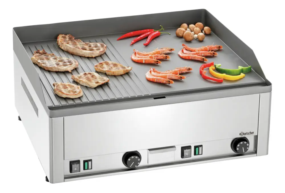 Bartscher Bakplaat GDP 65E-GR | 1/2 Glad 1/2 Geribbeld | 6 kW | 400V | 660x580x310mm Actieprijs