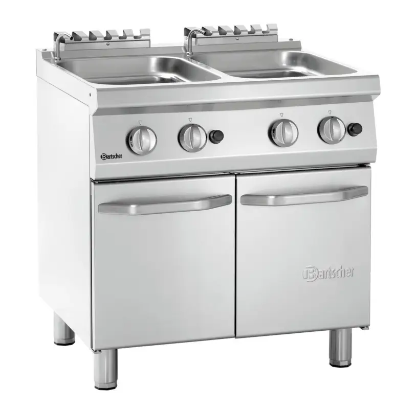 Shop Nu Bartscher Pastakoker op onderstel | Gas | 2x 24L | Ingebouwde aftapkraan | 17.4kW | 800x700x850mm
