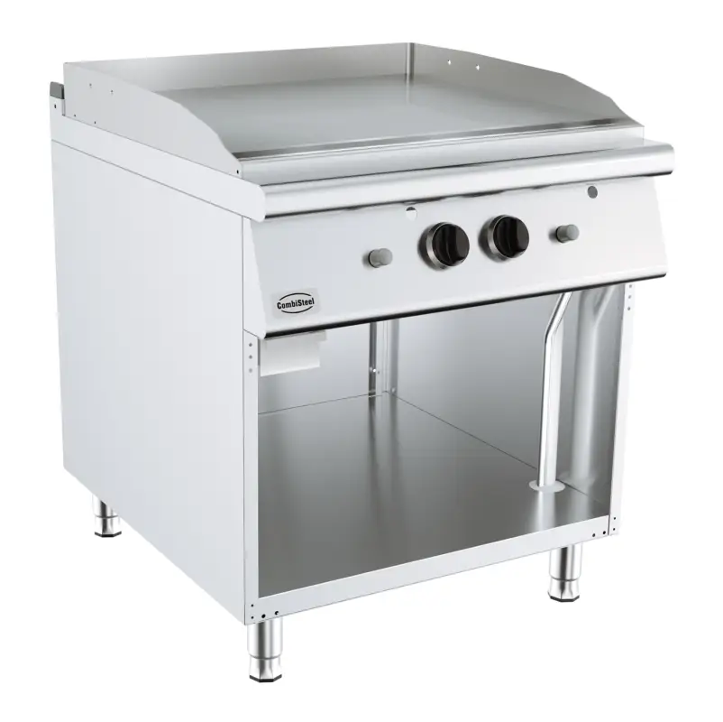 Superprijs Combisteel Bakplaat | BASE 900 | Gas | Glad | 18kW | Piëzo Ontsteking | Open Onderkast | 800x900x900mm