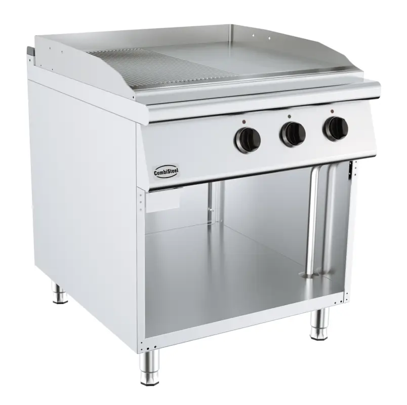 Nieuw Combisteel Bakplaat | Glad/gegroefd Oppervlak 792×670 RVS | 400v | Open Onderkast | 800x900x900mm