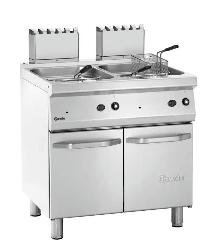 Shop Nu Bartscher Friteuse | SERIE 700 | Gas | 15+15L | 100°C/190°C | 30kW | Piëzo Ontsteking | Aftapkranen | 800x700x850mm