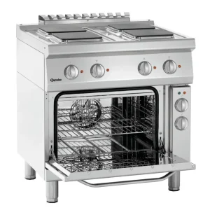 Bartscher Elektrisch Fornuis 700 B800 | 4 Rechthoekige Kookplaten | Convectieoven | 14,05 kW | 800x700x850mm Meest Verkocht