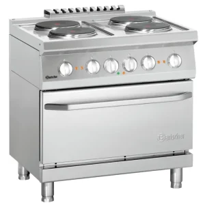 Bartscher Elektrisch Fornuis 700 B800 EO | 4 Kookplaten | Elektrische Oven 2/1 GN | 21,2 kW | 800x700x850mm Merkproduct