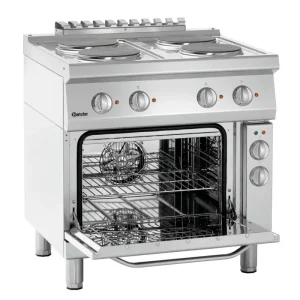 Bartscher Elektrisch Fornuis 700, B800, 4PL, EBO | 4 Kookplaten | Elektrische Convectieoven | 14,05 kW | 800x700x850mm Fabrieksprijs