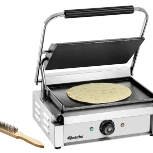 Beperkte Voorraad Bartscher Paninigrill 1G | Glad | Grillplaten Gietijzer/Geëmailleerd | 410x400x200mm