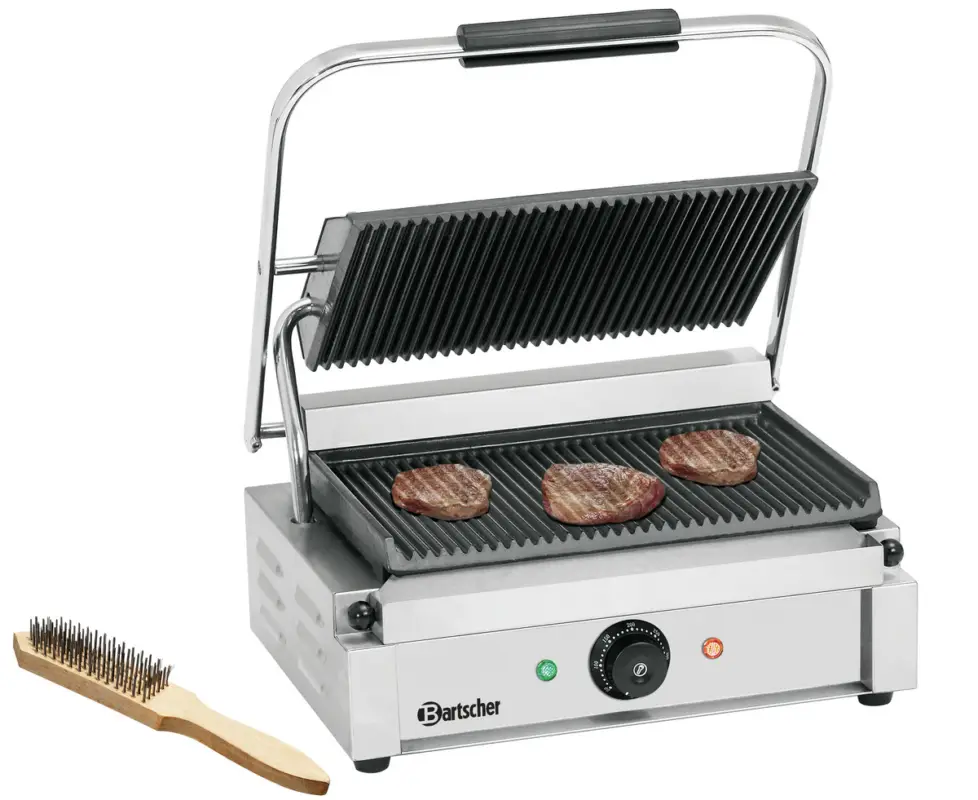 Actieprijs Bartscher Paninigrill 1R | Geribbeld | Grillplaten Gietijzer/Geëmailleerd | 410x400x200mm