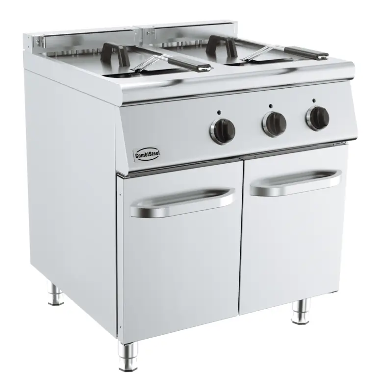 Populair Combisteel Friteuse | BASE 700 | Elektrisch | 10+10L | 0°C/180°C | 15kW | 400V | Aftapkranen | 800x700x900mm