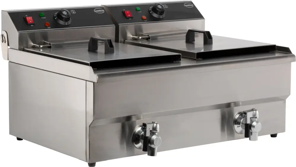 Combisteel Friteuse | Elektrisch | 10+10L | 2x 400v | Aftapkranen | 690x560x380mm Seizoensaanbieding