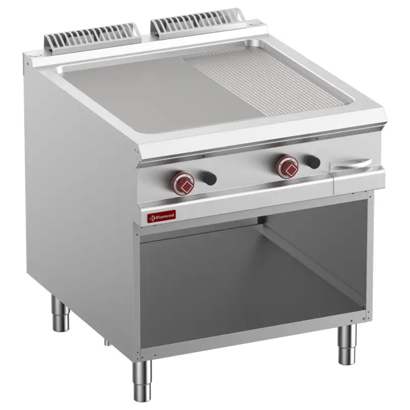 Koop Online Diamond Bakplaat | Gas | 2/3 Vlak & 1/3 Geribbeld | Op Open Kast | 18.4kW | 800x900x850/920mm
