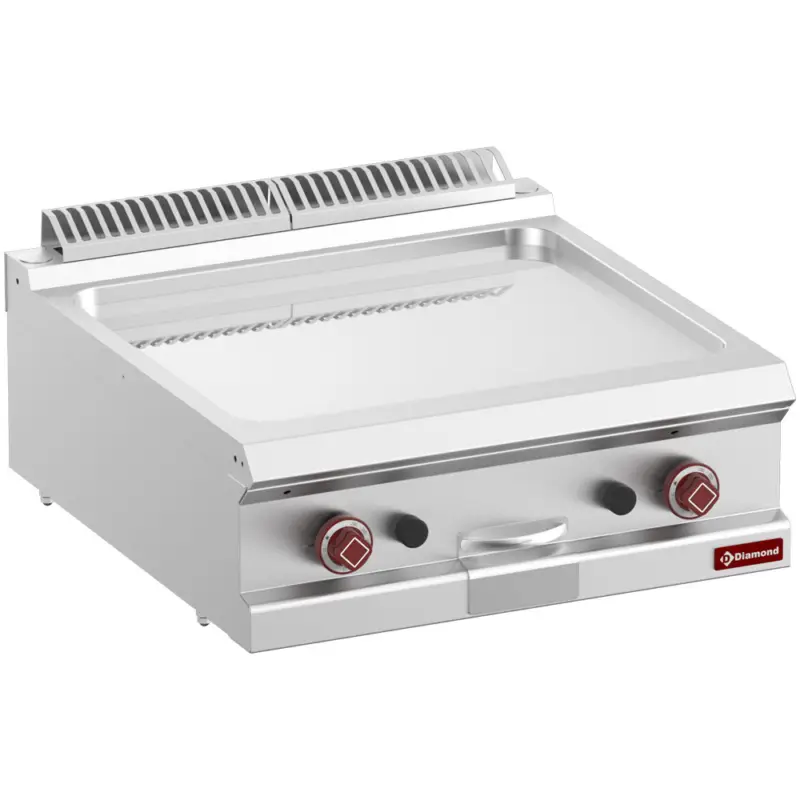 Korting Diamond Bakplaat | OPTIMA 700 | Gas | Verchroomd Glad | 14kW | Piëzo Ontsteking | 700x700x250/320mm