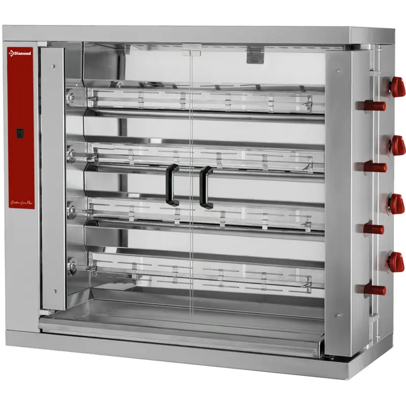 Lage Kosten Diamond Kippenspit | 4 Spitten | Voor 24 Kippen | Gas | 230V | 1098x480x1000mm