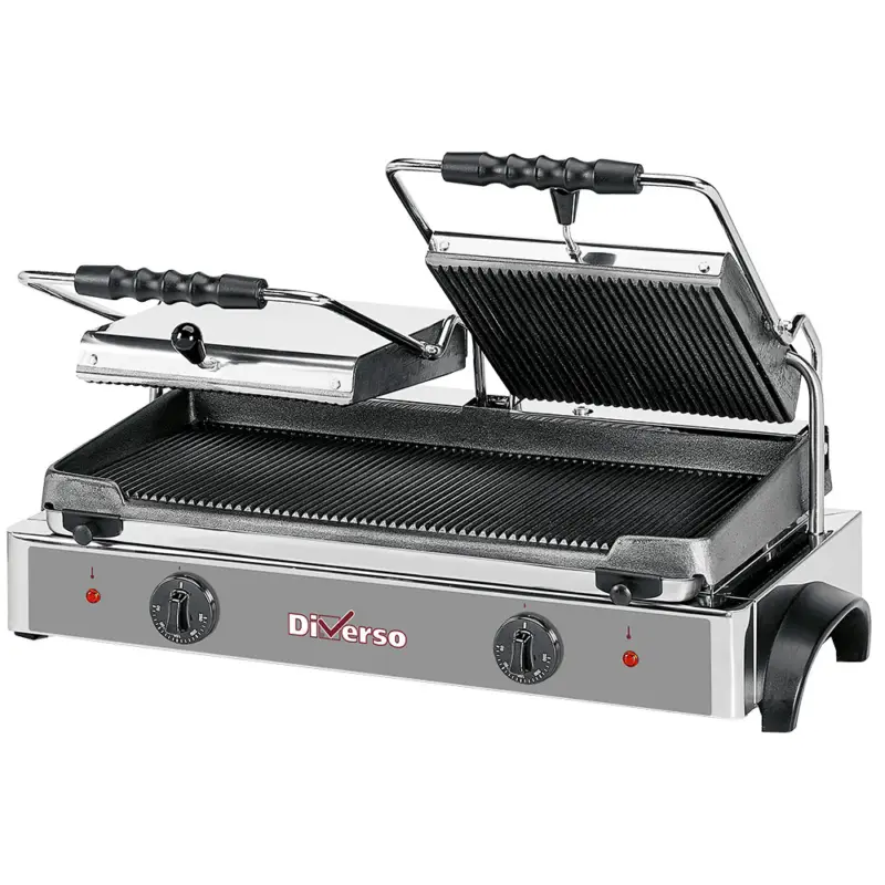 Diverso By Diamond Paninigrill | Dubbel | Gegroefd Oppervlak Gietijzer | 230v | 620x435x240mm Korting