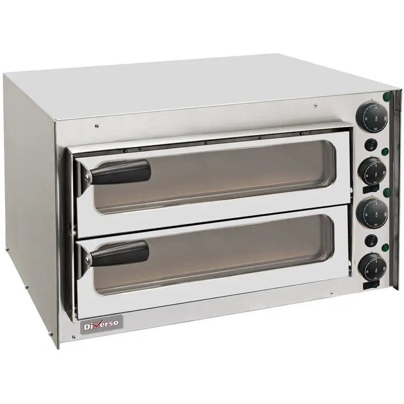 Diverso by Diamond Pizzaoven | Elektrisch | 2 Kamers Ø35cm | ≤200°C | 3.5kW | 230V | 560x510x455mm Lage Prijs