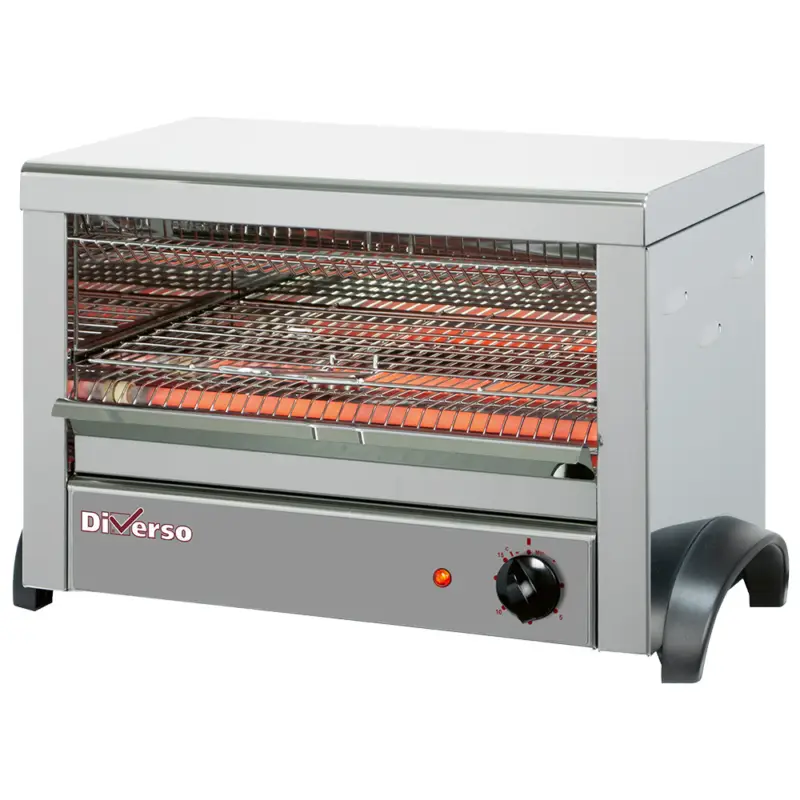 Direct Verzonden Diverso by Diamond Salamander Toaster | 1 Niveau | Elektrisch | Quartz Infrarood | 1.8kW | 230V | Incl. 3 Tostiklemmen | 525x305x325mm