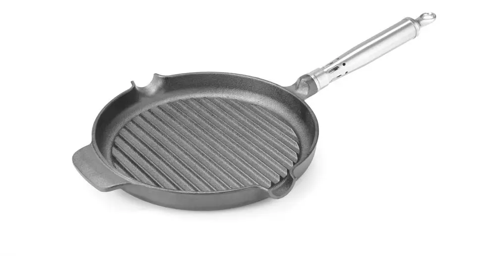Flitsaanbieding Hendi Gietijzeren Grillpan | 398x265x48mm | Met Gietijzeren Handgreep | 2 Tuiten
