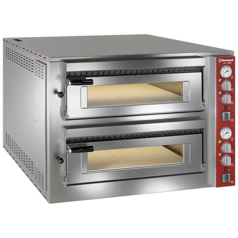 Lage Prijs Diamond Pizzaoven | 2x 6 Pizza’s Ø350mm | 50°C/450°C | 400V | Stapelbaar | 1060x1225x730mm