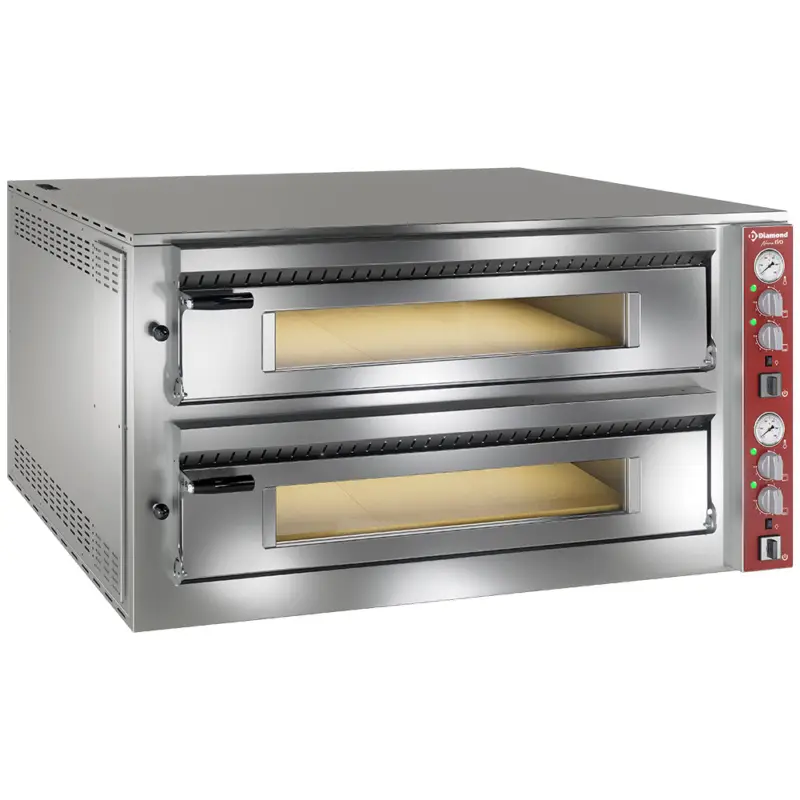 Tijdelijk Beschikbaar Diamond Pizzaoven | 2x 9 Pizza’s Ø350mm | 50°C/450°C | 400V | Stapelbaar | 1390x1225x730mm