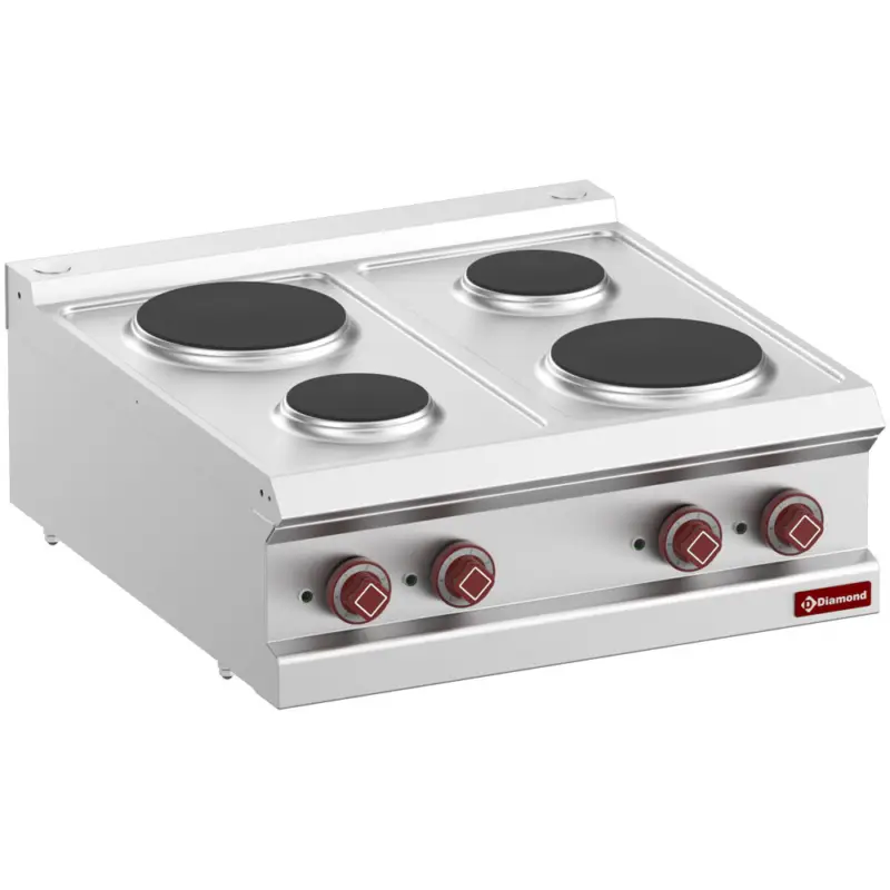 Diamond Optima 700 Horeca Kookplaat | 4 Ronde Platen | Elektrisch | 700x700x250/320mm Bestseller